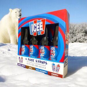 NEW ICEE Slushy Syrups (Cola, Cherry, Grape, Blue Raspberry) 6.1 oz Each, 4-Pack